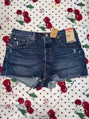 Levi's Blue Distressed Denim Cutoff Shorts